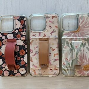 Floral and Patterned Phone Case Set with Strap